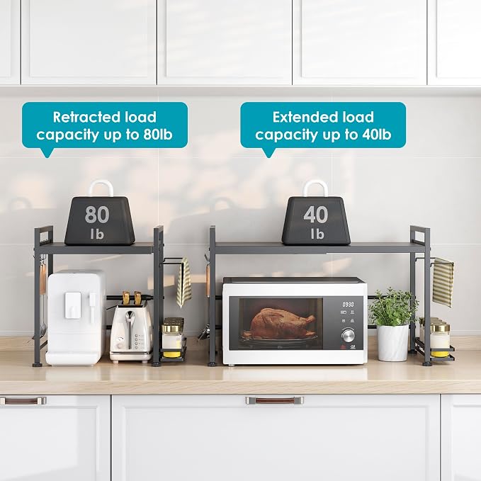 DOLALIKE Microwave Oven Rack, Expandable Microwave Stand Countertop Kitchen - Image 7