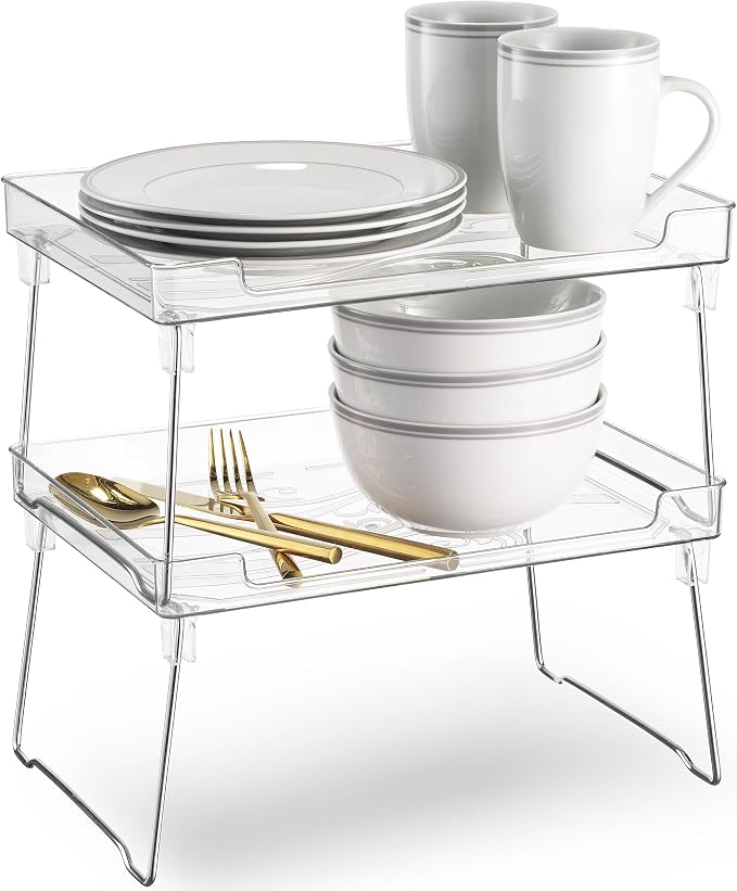 Masirs Clear Stackable Shelf, Easily Organize Your Kitchen Counter and Cabinet by Masirs
