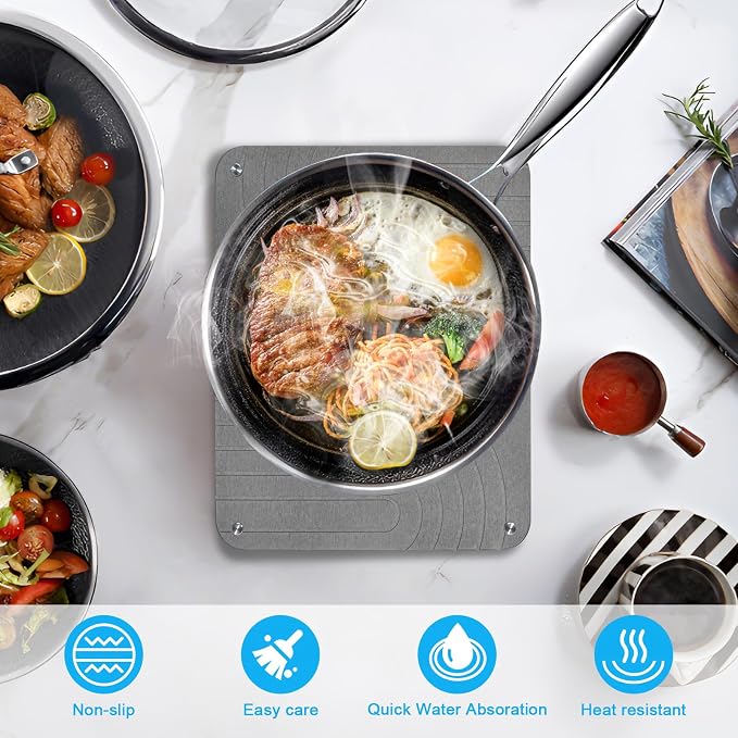 3Pcs Nesting Stone Drying Mat for Kitchen Counter, Quick Drying Stone Dish - Image 6