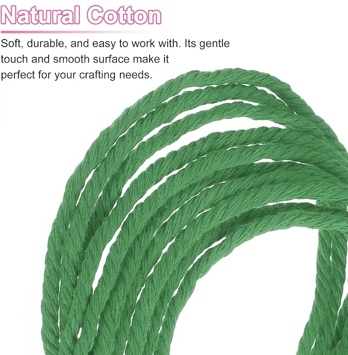 HARFINGTON Natural Macrame Cord 3mm x 328 Yards 4 Strand Twisted Cotton Macrame - Image 4