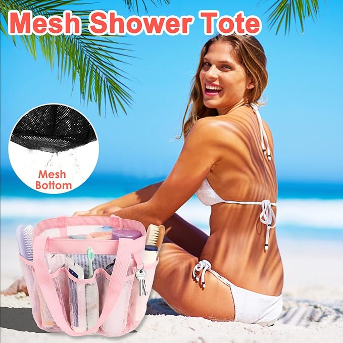 Mesh Shower Caddy Portable for College Dorm Room Essentials, 8-Pocket Large - Image 5