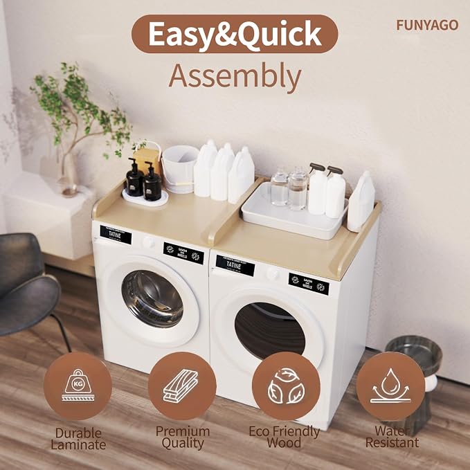 Washer Dryer Countertop with Shelf, Washer and Dryer Covers - Image 2