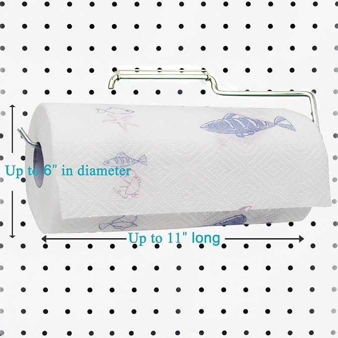 1 Pack Sturdy Steel Pegboard Paper Towel Holder | Hook to Anywhere Standard - Image 3
