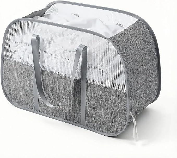 Large Collapsible Laundry Hamper, Breathable Mesh Design, Sturdy Steel Frame by Unknown