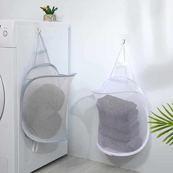Hanging Laundry, Mesh Collapsible Small Wall Laundry Baskets, Pop Up Laundry - Image 6