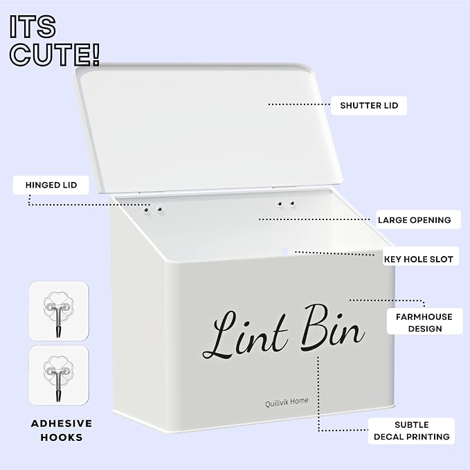 Metal Magnetic Lint Bin With Lid - Image 3