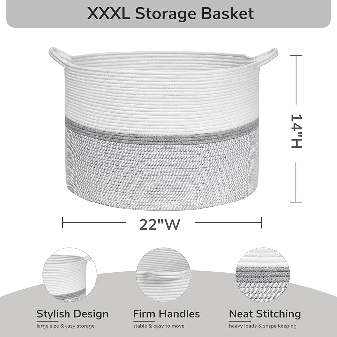 CHICVITA 85L Large Blanket Basket - Image 4