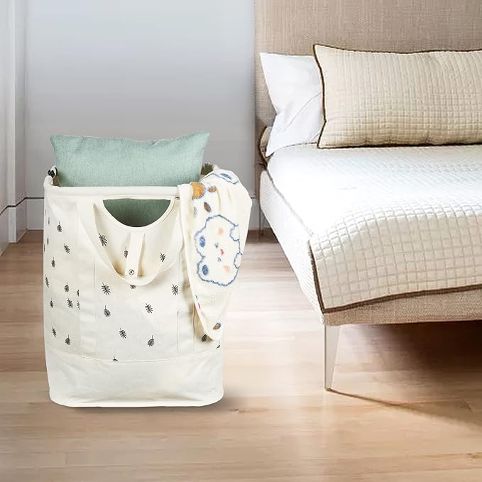 JOMOLA Collapsible Laundry Hamper 70L Large Foldable Laundry Basket Canvas - Image 9