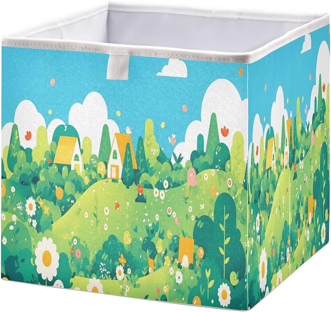 senya Large Storage Bins Flower Meadow Collapsible Foldable Storage Cubes by senya