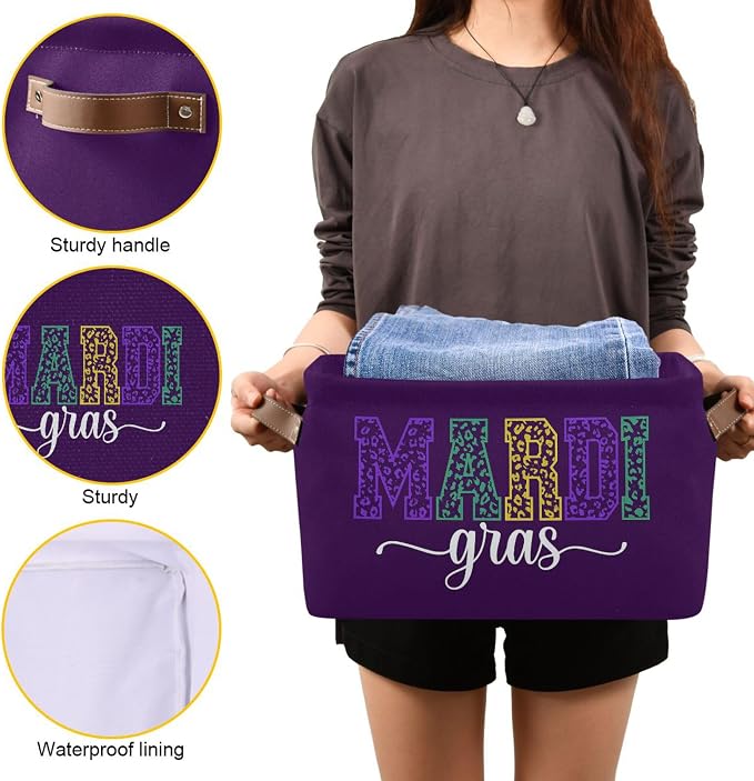 Wamika Happy Mardi Gras Purple Storage Basket - Image 5