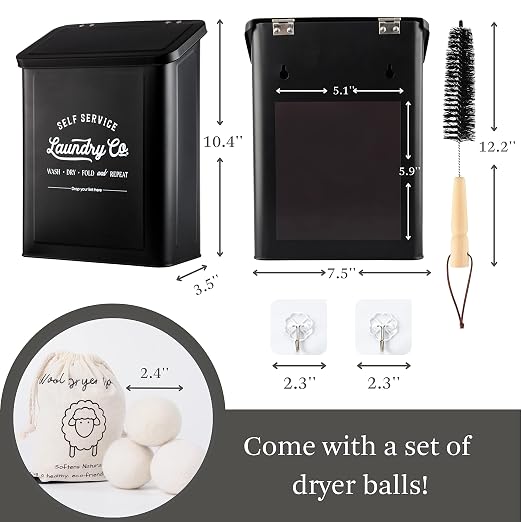 Magnetic Lint Bin for Laundry Room, Metal Trash Can - Image 2