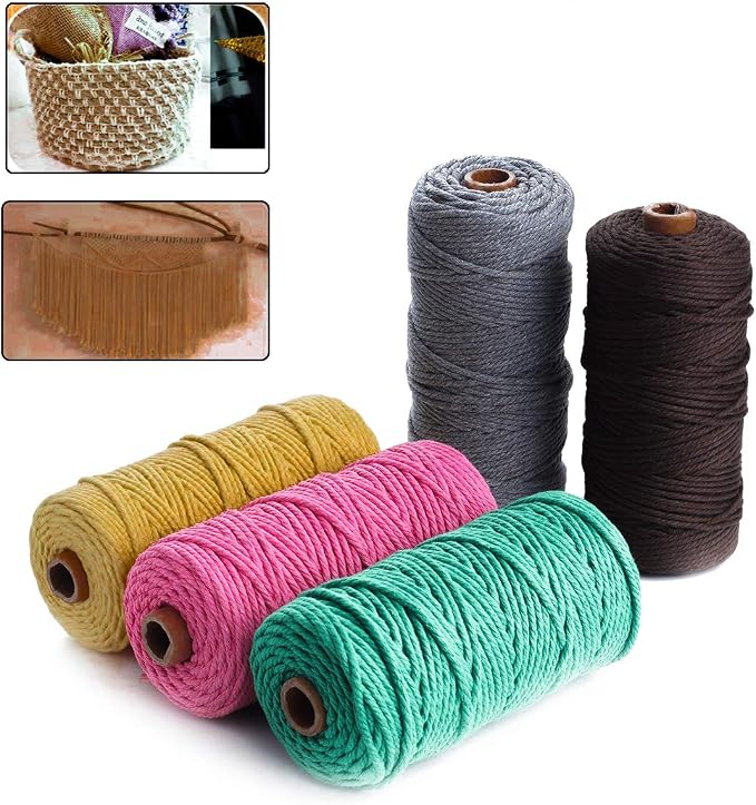 HAPYLY Macrame Cord Natual Macrame Cotton Cord DIY Craft Cord Spool Twine - Image 4