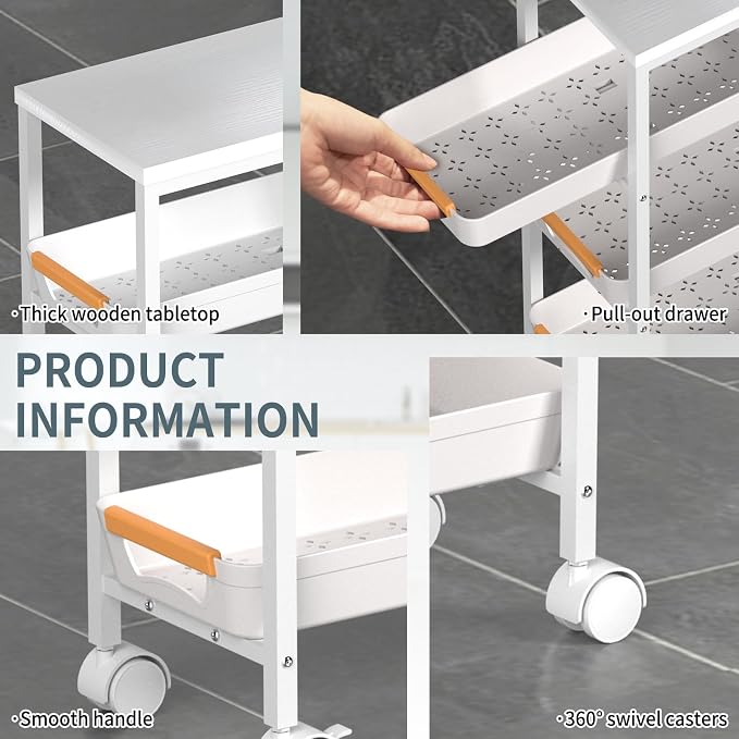 5 Tier Slim Rolling Utility Cart - Image 4