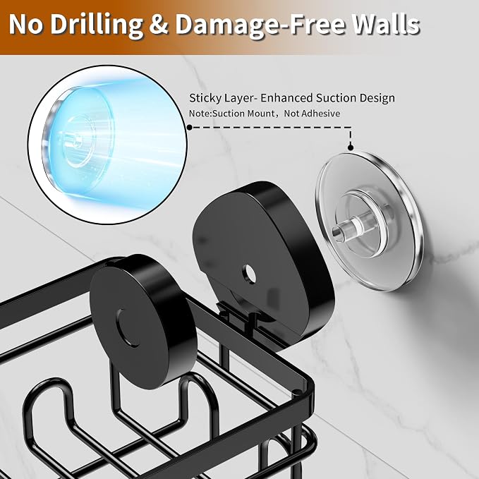 KEGII Suction Cup Shower Caddy 4 Pack, Universal Fit - Image 2