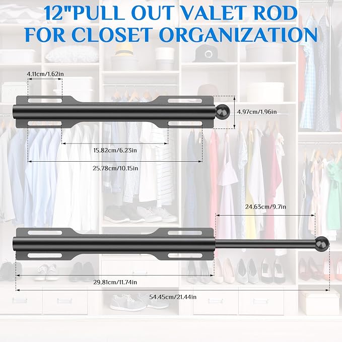 Valet Rod For Closet Pull Out, Standard Retractable closet rod organization rack - Image 2
