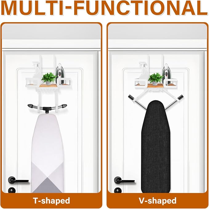 Ironing Board Holder Wall Mount, T and V Shape Ironing Board Hanger Multi Use - Image 4