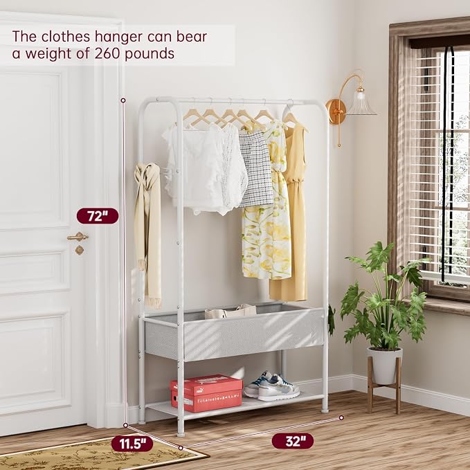SINGAYE Clothes Garment Coat Rack Drying Clothing Racks Metal Freestanding - Image 6