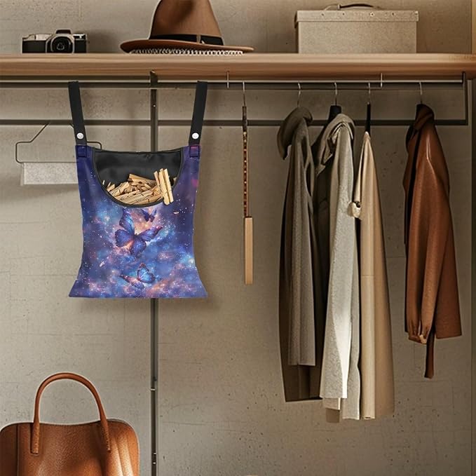 Galaxy Butterflies Print Clothespin Bag - Image 5