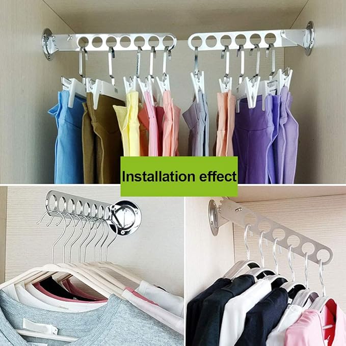 Folding Wall Mount Clothes Hanger, Foldable Laundry Hanger Dryer Rack, - Image 5