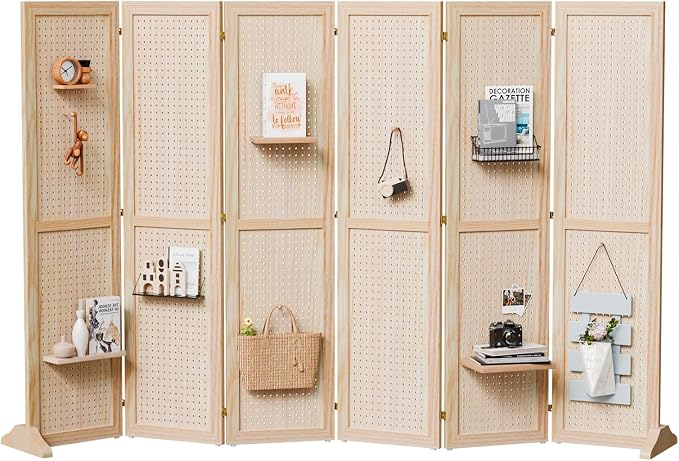 Bonnlo 4/6 Panel Pegboard Freestanding, 5 FT Portable Display Board Organizer by Bonnlo