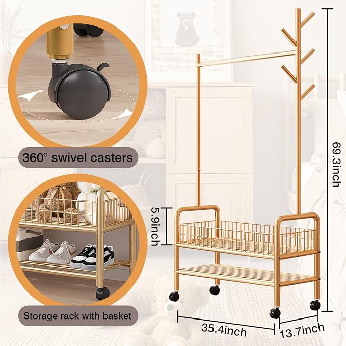 Clothes Rack with Storage Shelves, Heavy - Image 4