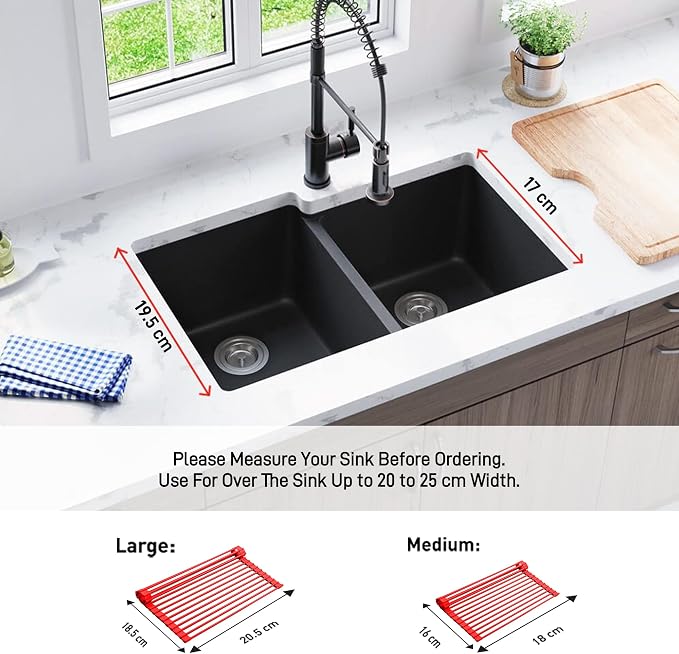 Bellemain Over Sink Dish Drying Rack, Dish Drying Mat | Collapsible Dish Drying - Image 2