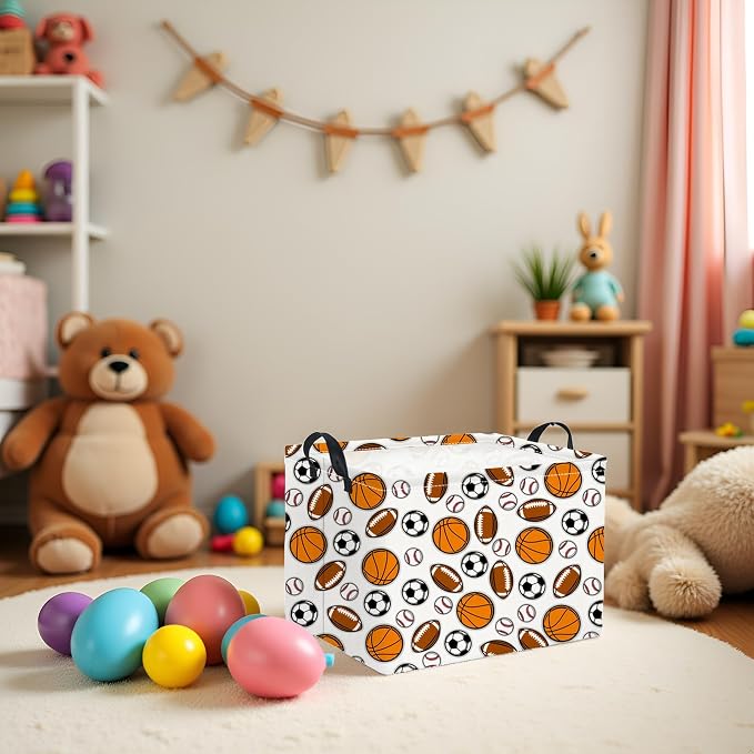 HIYAGON Rectangular Easter Basket Baby Girl Basket Fabric Storage Bin Organizer - Image 5