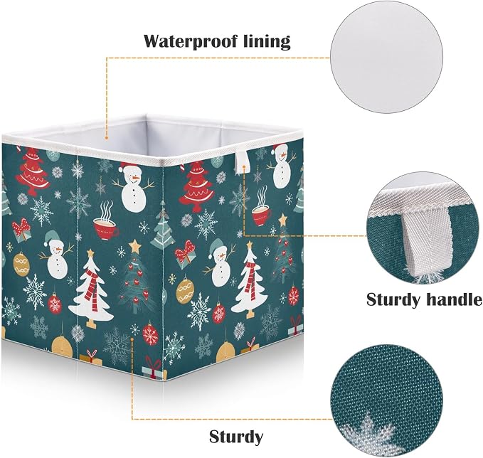 senya Large Storage Bins Christmas Pattern Snowflakes Collapsible Foldable - Image 4