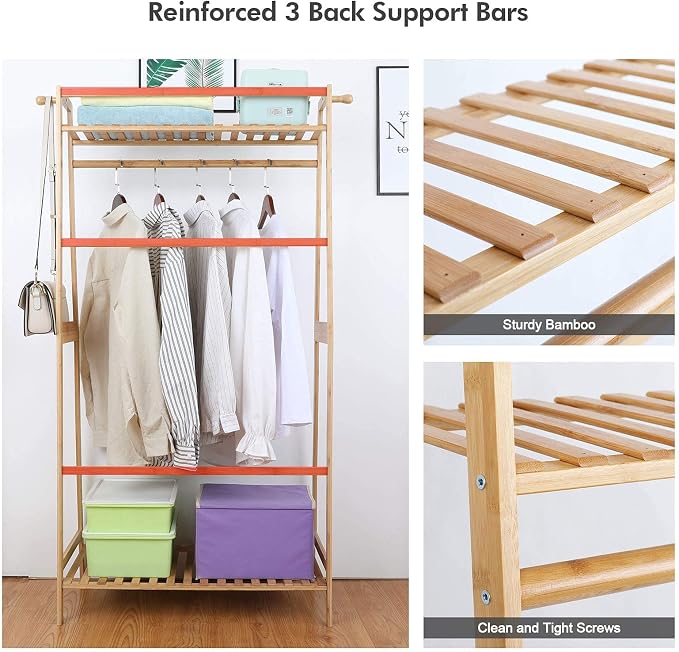 Ufine Bamboo Clothes Hanging Rack - Image 6