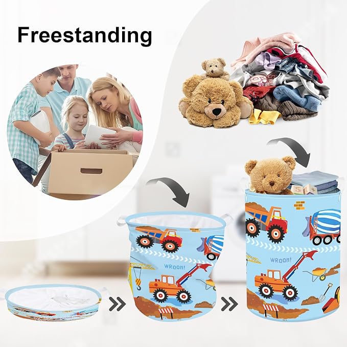 Construction Vehicle Baby Laundry Hamper Collapsible Clothes Kids Storage - Image 3