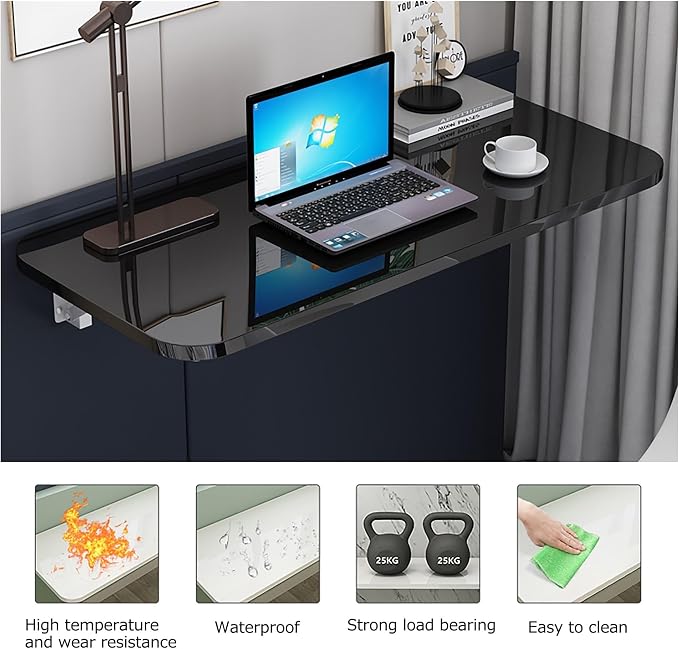 Laundry Floating Folding Table, Wood Wall Mounted Folding Table, fold down table - Image 3