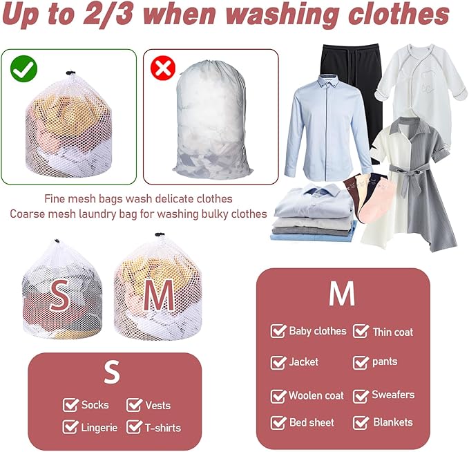 2pcs Mesh Laundry Bags for Socks, Machine Washable Drawstring Design Travel - Image 6