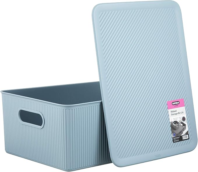 Superio Ribbed Decorative Plastic Home Storage Bins 2 Pack, Boxes - Image 4
