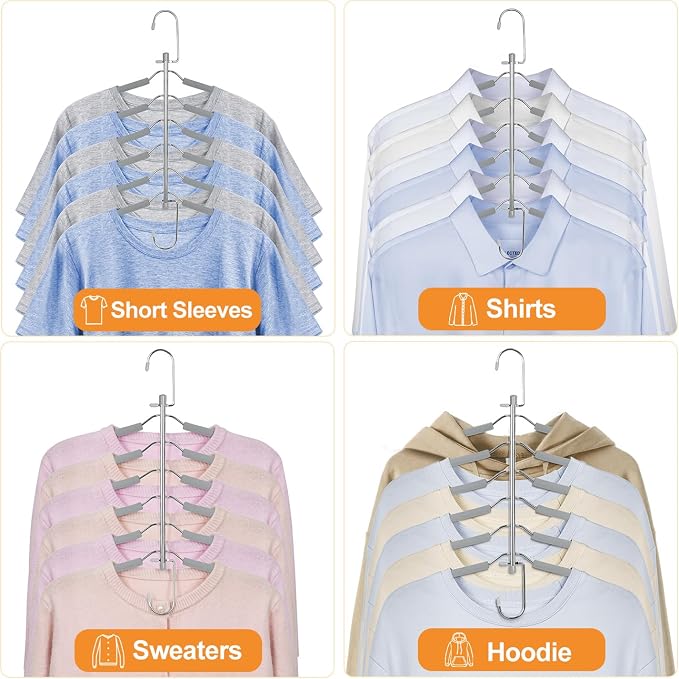 TOPIA HANGER Clothes Hanger Space Saving, 6 Tier Shirt Coat Hangers Space - Image 6