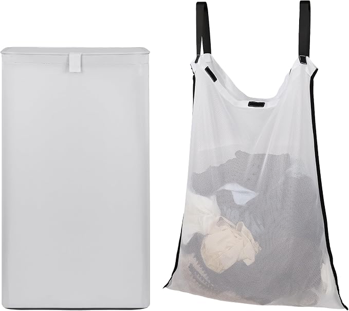 80L Large Laundry Hamper with Lid, Foldable Laundry Bag - Image 7