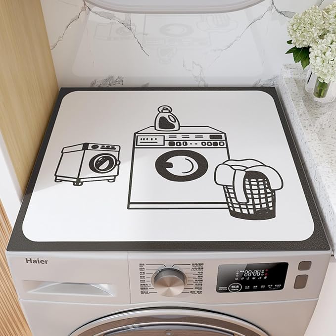 Print Washing Machine Mat for Top Load Washer and Dryer – Non-Slip, Quick-Dry by BANEBOR