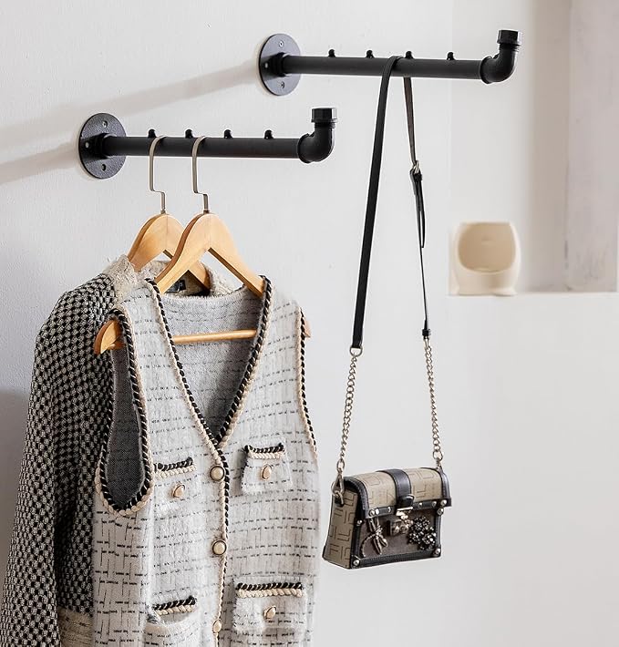 Industrial Wall Pipe Clothes Bar by HOMEYEENG