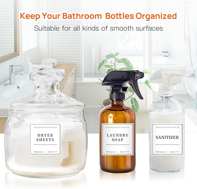 TESWEY 30PCS Waterproof Labels for Bottles, Minimalist Bathroom and Laundry - Image 7