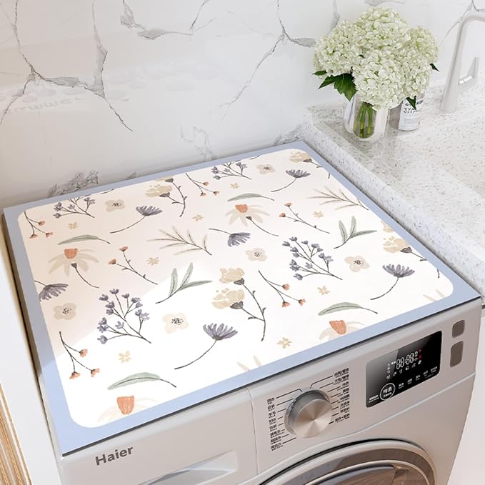 Floral Print Washing Machine Mat by BANEBOR