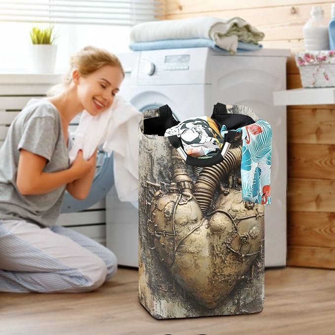 AIXIWAWA Steampunk Heart Laundry Baskets Hamper 1 Pack, Collapsible Clothes - Image 6