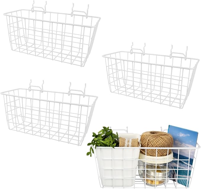 G.CORE 4 Pack Pegboard Baskets, Metal Shelves Hooks to 1/8" 1/4" Peg Boards by GCORE
