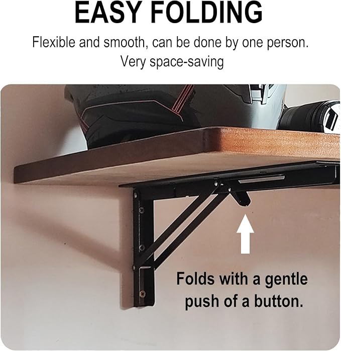 Solid Wood Wall Mount Folding Table，Floating Wall Desk Up To 1.1in Thick - Image 4