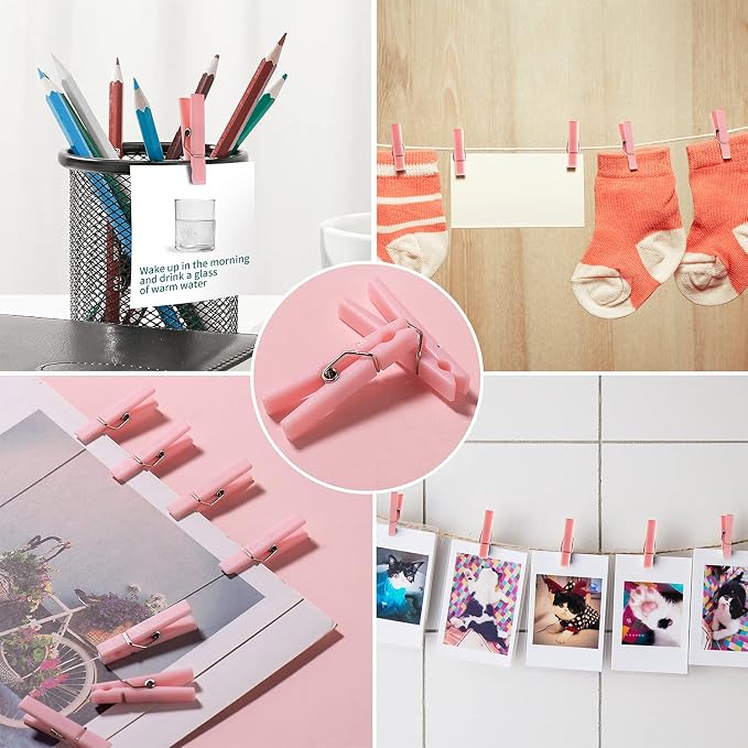 50 Pink Clothes Pins for Baby Shower Game, 1.4'' Premium Plastic Mini - Image 4