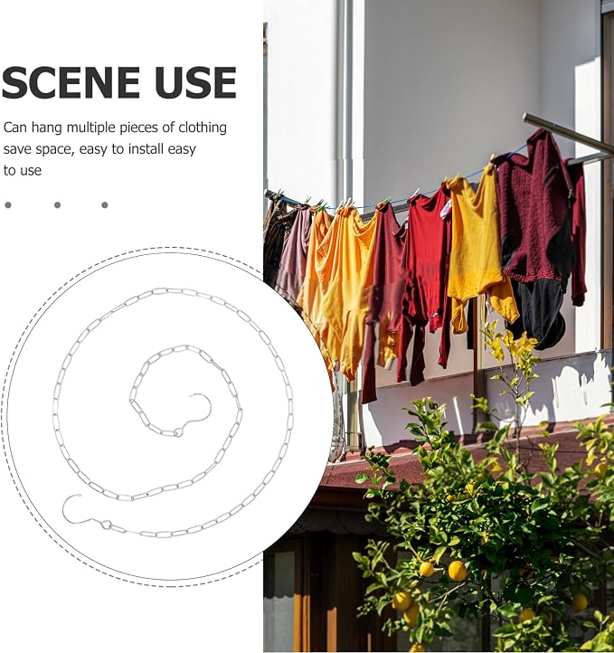 Stainless Steel Clothes Drying Chain Double End Hooks Outdoor Laundry Line Rope - Image 8