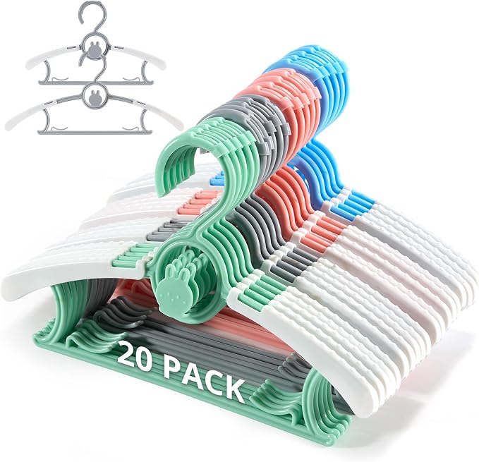 Baby Hangers for Closet Adjustable, Extendable & Stackable Kids Hangers by PIGLOG