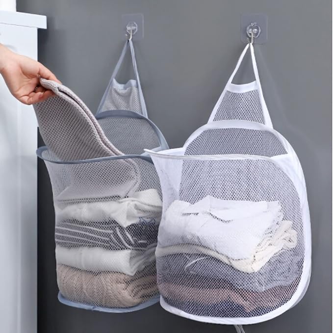 Hanging Laundry, Mesh Collapsible Small Wall Laundry Baskets, Pop Up Laundry - Image 2