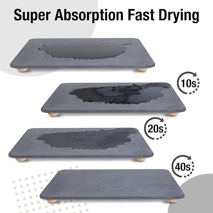 Large Stone Dish Drying Mat for Kitchen Counter, Heat Resistant - Image 3