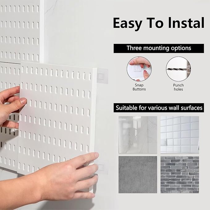 White Pegboard Combination Kit, Wall Organizer Pegboard, Modular Hanging - Image 7