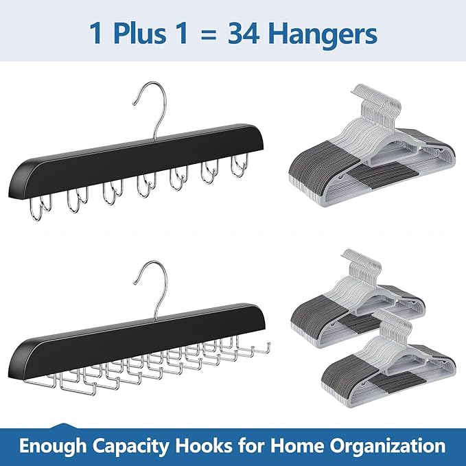 2 Pack Tie Rack & Belt Hanger 2 in 1 Tie Hanger Space Saving Max 42 Belts& 60 - Image 4