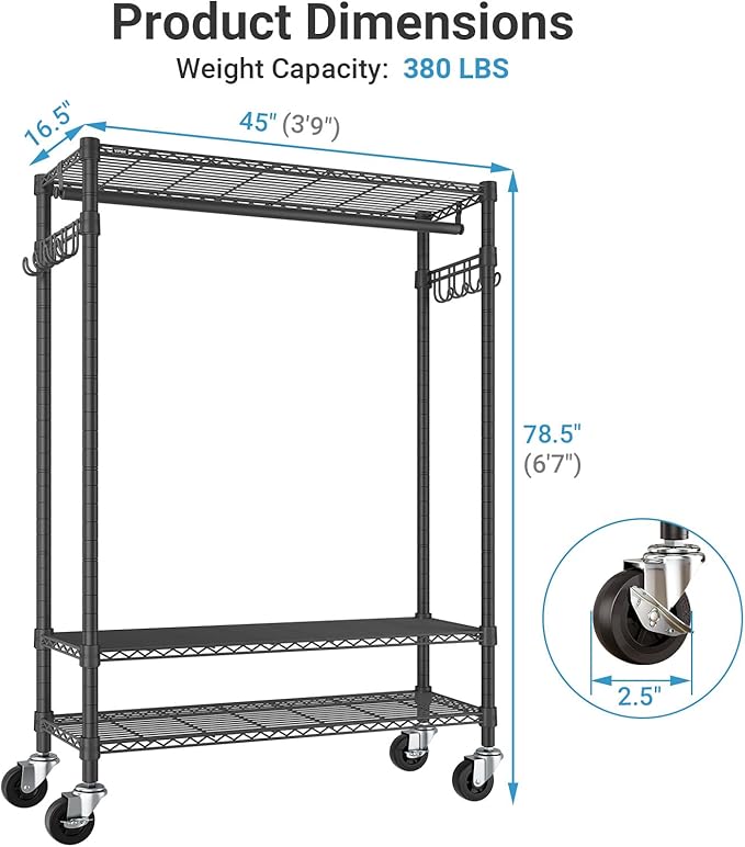 VIPEK R3C Plus Garment Rack Rolling Clothes Racks - Image 6
